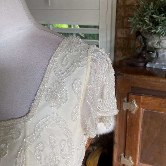 PIZARRO NIGHTS BEADED OFF WHITE GOWN DRESS EVENING 8 - Picture 3 of 8